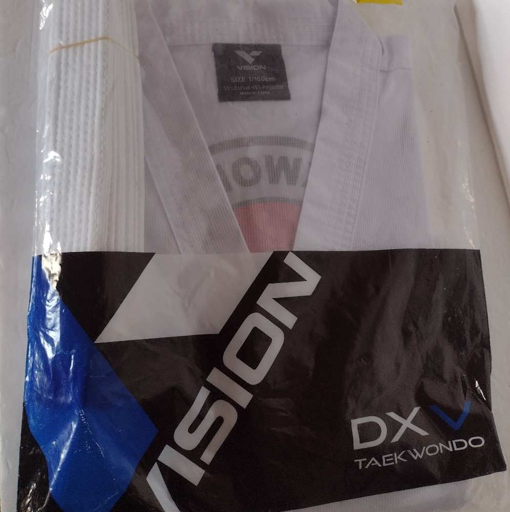 New Vision Taekwondo Martial Arts Jachet Size 1/150 Kids Printed Logo